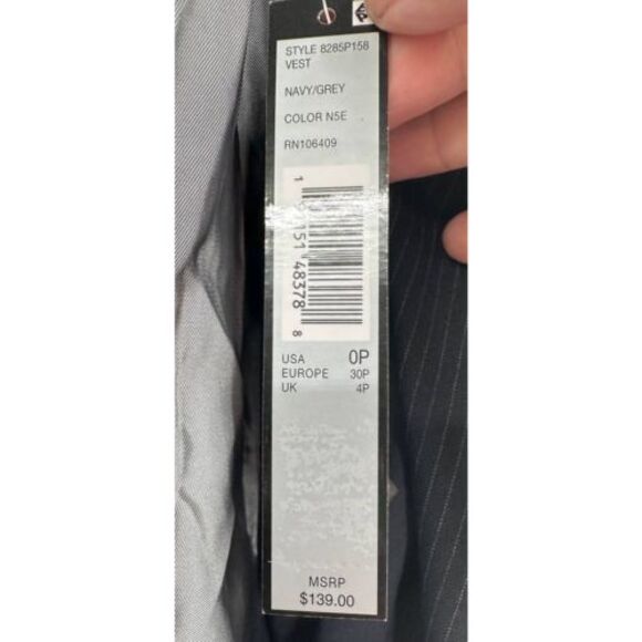 Tahari ASL Women's Navy/Gray Drape Front Pin Stripe Sleeveless Blazer Size 0P - Picture 8 of 9